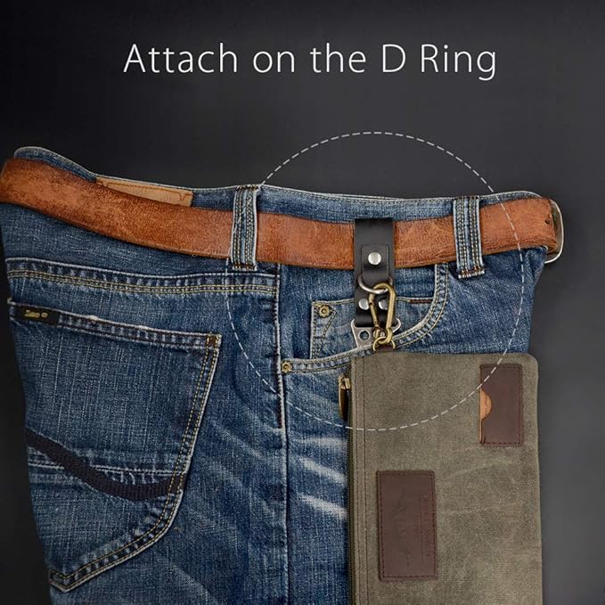 diodrio EDC Leather Strap Keychain Holder, Heavy Duty Belt Clip Key Ring Fob Holder. 2 per Pack.