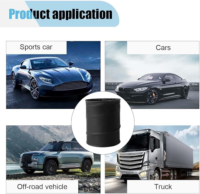 Collapsible Trash Can Car Garbage Bag - Leather Pop-up Car Trash Bin with Elastic Band - Hanging Foldable Garbage Can Vehicle Waste Basket Bin - Double-Layer Washable Bag for Cars Camping (Black)