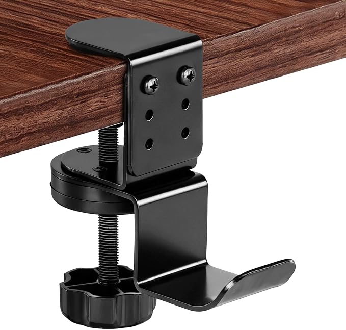 MYITYARD Clamp Mug Hooks Under Desk, Clip On Hook Cup Holder, Desktop Hanging Headphone Hook for Office, Computer Desk, Student Class Desk, Cabinet