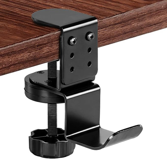 MYITYARD Clamp Mug Hooks Under Desk, Clip On Hook Cup Holder, Desktop Hanging Headphone Hook for Office, Computer Desk, Student Class Desk, Cabinet