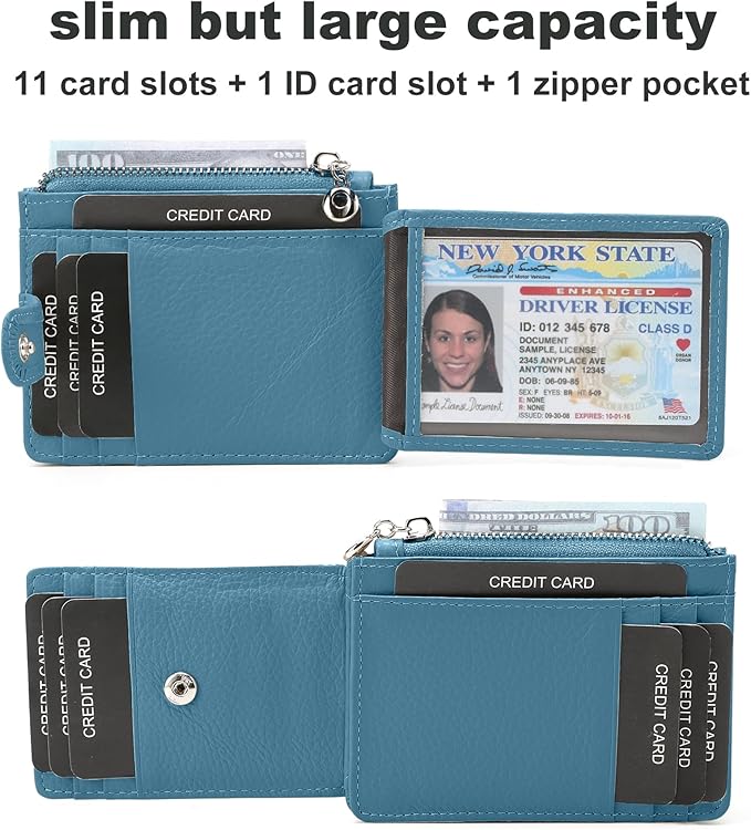 Slim Wallet for Women Genuine Leather Card Holder Thin Womens RFID Blocking Small Wallets