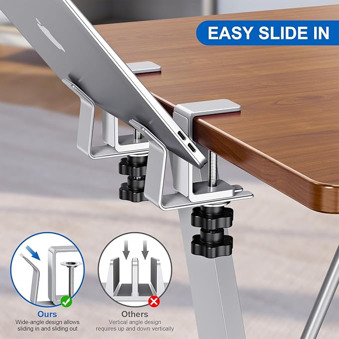 Vertical Laptop Stand, Adjustable Laptop Holder for Desk Side, fits All MacBook/Surface/Samsung/HP/Dell/Chrome Book (Silvery)