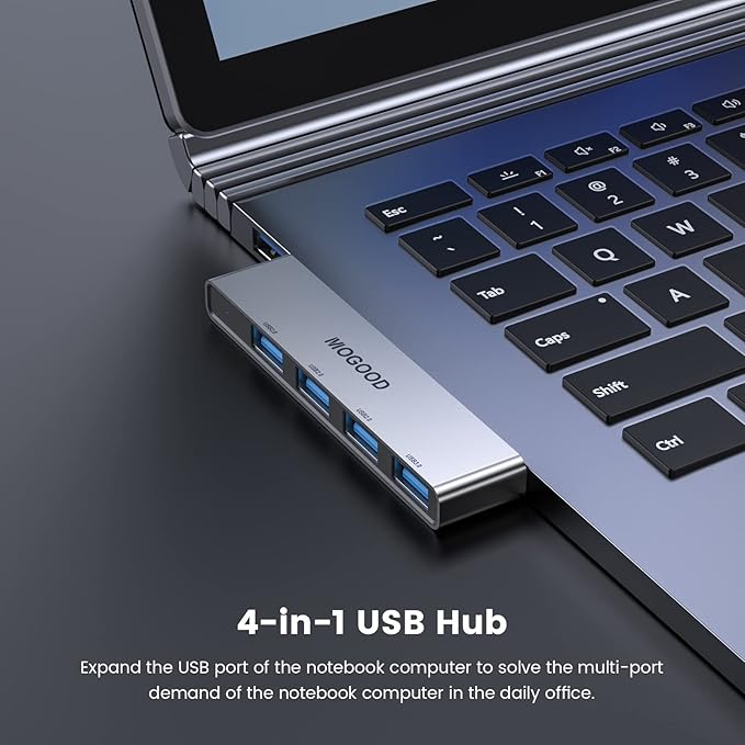 MOGOOD USB Splitter - 3.0 USB Hub Multiport Adapter for Laptop, PC, MacBook, Mac Pro, Mac Mini, iMac, Surface Pro - USB Port Expander, Data Hub Splitter