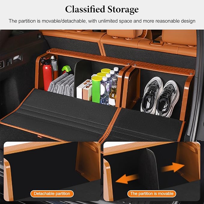 Ergocar Car Trunk Storage Organizer Leather Car Storage Box Clean Tool Accessories Container Folding Magnetic Cover Waterproof Suitable for SUV/Truck/Automotive