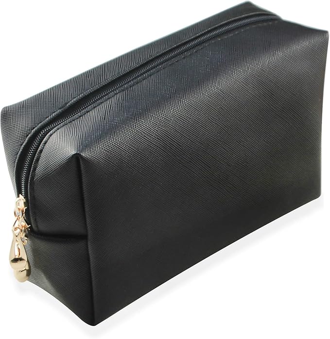 Small Makeup Bag Portable Cosmetic Bag for Women Makeup Pouch Waterproof Toiletry Bag for Travel (Black, Normal)