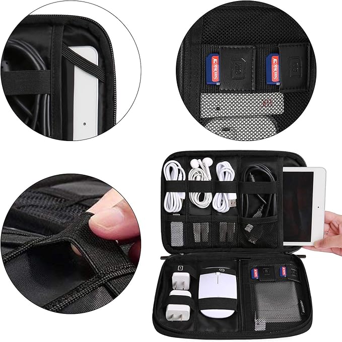 BAGSMART Electronic Organizer Travel Cable Organizer Electronics Accessories Cases for 7.9 inch iPad Mini, Cables, Chargers, USB, SD Card
