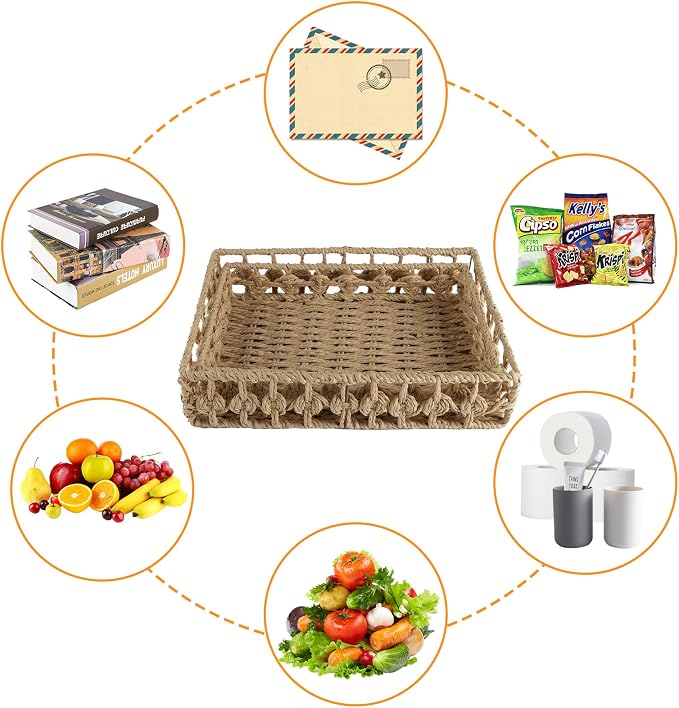 2 Pack File Folders Organizer,Woven Storage Basket for Folders,Mail,Letter,Office Supplies Desk Accessories for Women,Paper Letter Tray Desk Organizer,Stackable File Storage Desktop Organizer