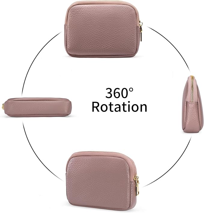 SENDEFN Mini Coin Purse Soft Leather Small Coin Pouch Purses Women Zipper Pocket with Key Ring