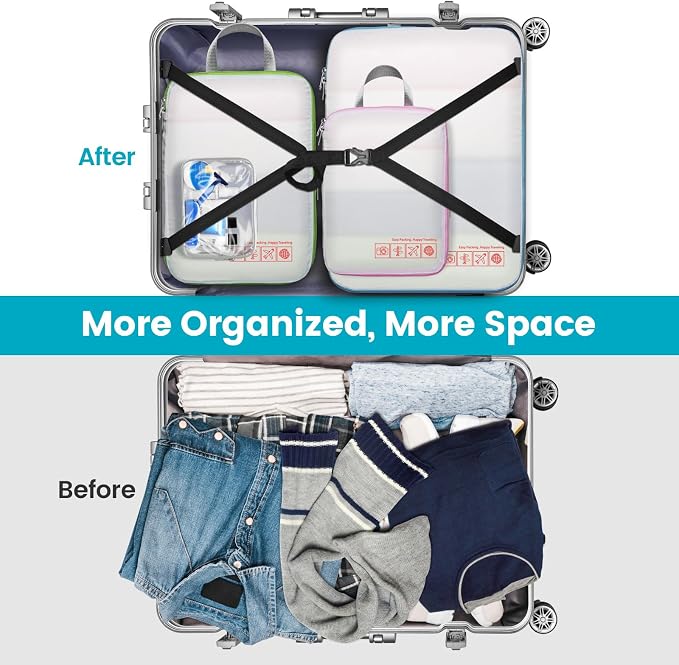 Cambond Compression Packing Cubes for Travel - Lightweight Expandable Travel Bags Luggage Organizers Travel Essentials Compression Cubes for Travel Space Saver for Carry on Suitcases Organizer
