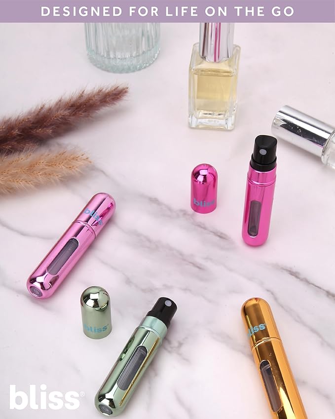 Bliss Atomizer Spray Bottle Set - 4 Pack TSA-Approved Leak Proof Refillable Small Travel Spray Bottle and Perfume Atomizer, Size One Size, Spiral Sage Combo