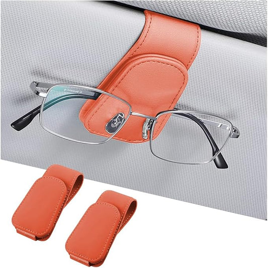 AICEL Sunglasses Holders for Car Sun Visor, Leather Eyeglasses Hanger Mounter, Magnetic Glasses Holder and Ticket Card Clip, Auto Interior Accessories Universal for SUV Pickup Truck