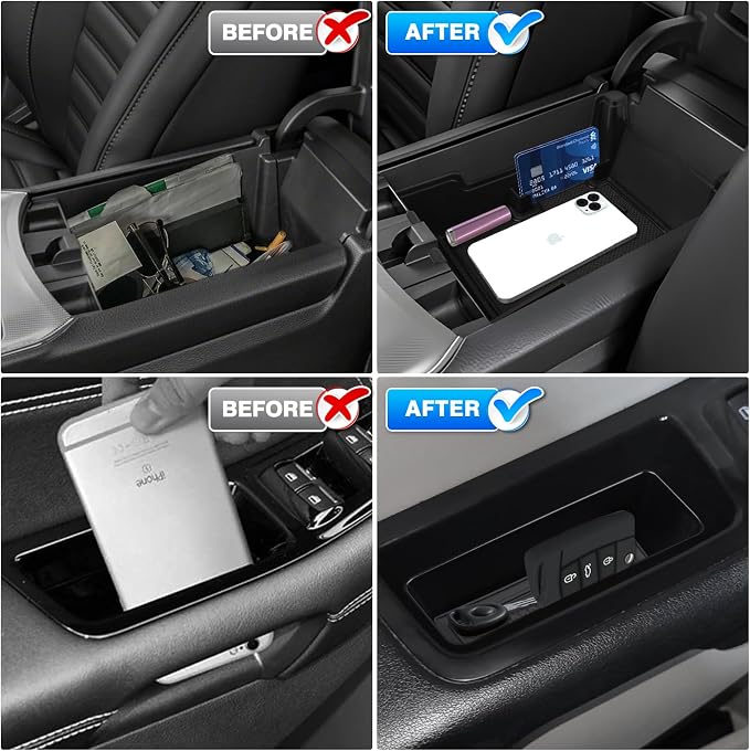 Karltys 3PCS Center Console Organizer Tray Front Door Side Storage Box for 2021-2025 2026 Ford Edge, Middle Console Armrest Organizer and Front Door Handle Insert Pockets (3PCS)