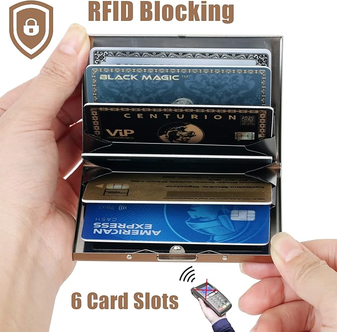 BONSYL® Credit Card Holder, RFID Blocking Slim Metal Credit Card Wallet, with Card Slots, for Women and Men. | RFID Blocking, Slim, 6 Card Slots