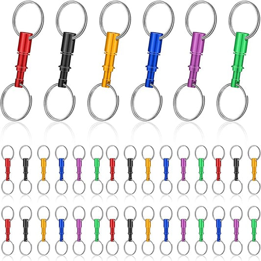Yinkin 30 Pack Quick Release Keychain Detachable Pull Apart Key Rings Spring Split Snap Lock Holder Key Accessory