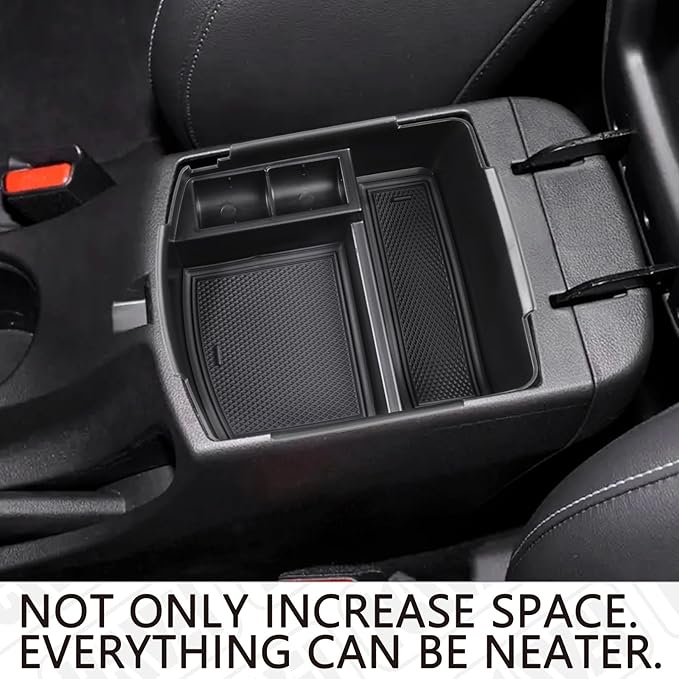 HGWEI Center Console Tray Organizer Compatible with Kia Seltos 2020 2021 2022 2023 2024 2025 2026 Accessories, Middle Armrest Insert Container ABS Secondary Storage Box, Black
