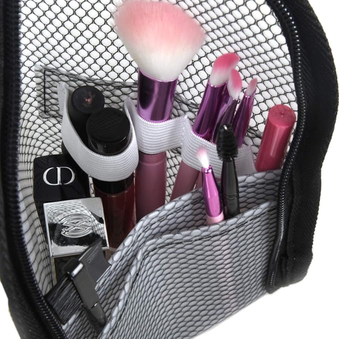 patu Standing Travel Toiletry Bag - Transparent Waterproof PVC Mesh Pouch with Triangle Design for Bathroom Essentials & Personal Care, 2 Packs, Black