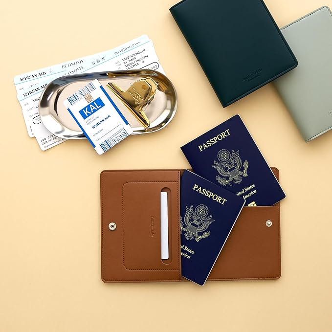 carrotez Family Travel Document Organizer – Premium RFID Blocking Leather Passport Holder & Wallet for 2 Passports, Cards, Boarding Passes & Travel Essentials – Brown