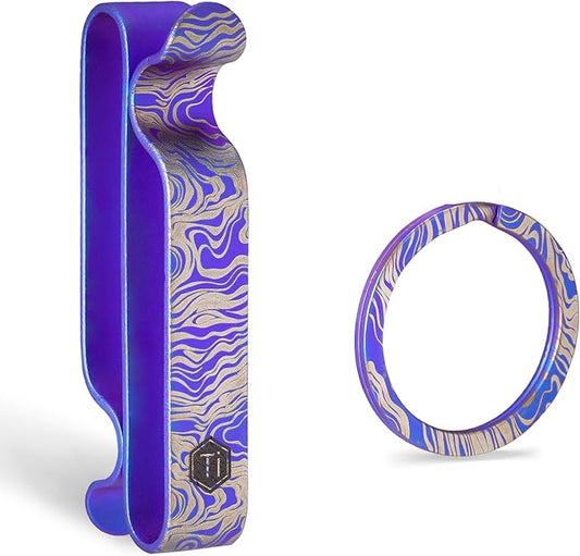 KeyUnity KM00 Titanium Belt Loop Keychain Clip Double Side Quick Release Key Holder with Detachable Key Ring