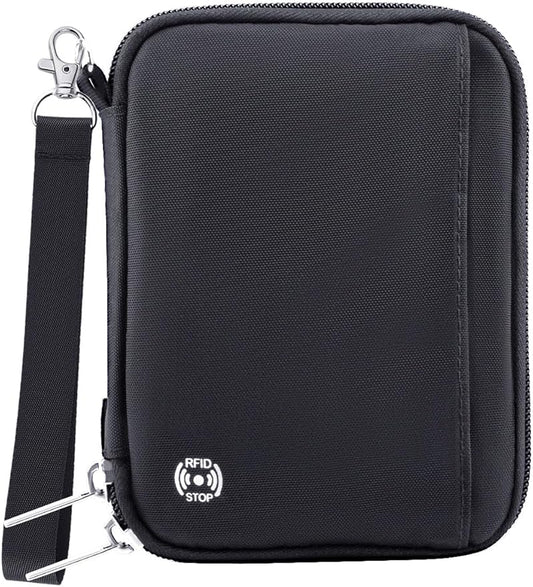 WALNEW Passport Holder for Travel - RFID Blocking Travel Wallet Essentials Organizer with Card Slots & Zipper Pocket (Women/Men)