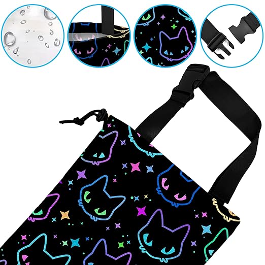 Car Trash Bag Colorful Neon Cat Heads Car Garbage Bag Hanging Car Trash Can for Back Seat with Drawstring, Waterproof Garbage Bags for Accessories Vehicle Travelling Camping Outdoor
