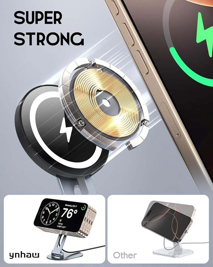 Magnetic Wireless Charger Stand for Mag-Safe Charger, Foldable Wireless Charging Stand Made for iPhone 17/17 Pro Max/Air/16/15/14/13/12,Mag Safe Charging Pad for AirPods Pro 3 2 (Black)