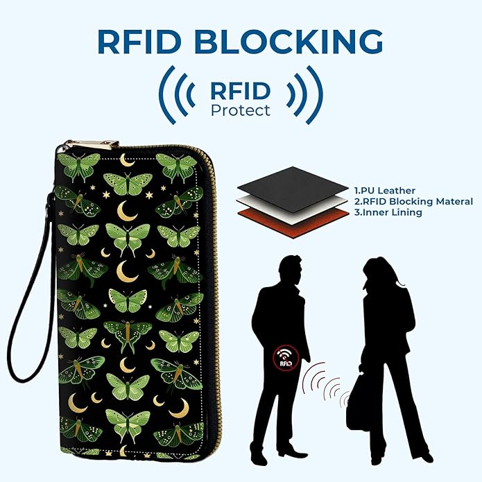 Wristlet Wallet for Women, RFID Blocking Phone Wallet, Large Capacity Zip Around Clutch, Fits iPhone 15 Pro Max, Travel Organizer Purse