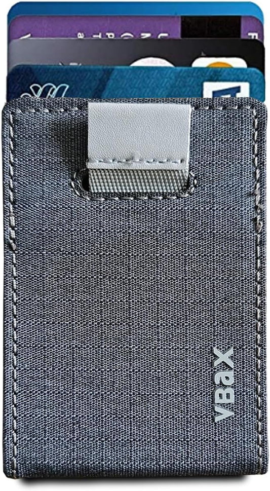 RFID Minimalist Slim Wallet for Men and Women, Holds Up to 12 Cards, Cash, Key Thin and Lightweight Credit Card Holder (Grey Microfiber – Arctic Edition)