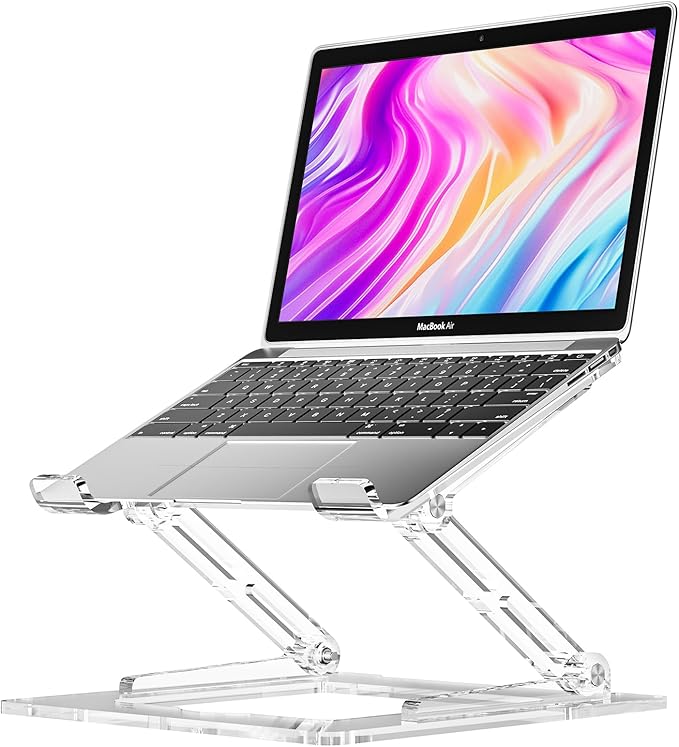 Laptop Stand for Desk, Portable Acrylic Laptop Riser, Ergonomic Adjustable Computer Stand Holder for Notebook MacBook Air Pro, Dell XPS, HP (10-17.3'')
