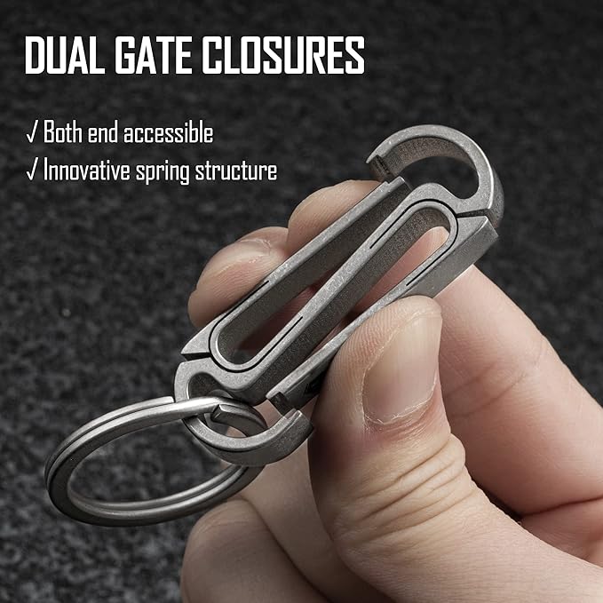 KeyUnity Titanium Key Holder Belt Clip, Double Side Carabiner Keychain For Men