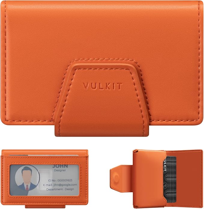 VULKIT RFID Blocking Credit Card Holder, Leather Business Card Holder Case, Minimalist Wallet with Magnetic Closure