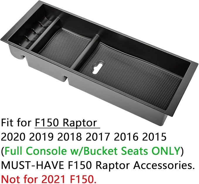 EDBETOS Center Console Organizer Compatible with Ford F150 Accessories 2015-2020 F-150/2017-2022 F250 F350 SuperDuty Armrest Insert Tray Storage Box ABS -Full Console w/Bucket Seats ONLY,Black
