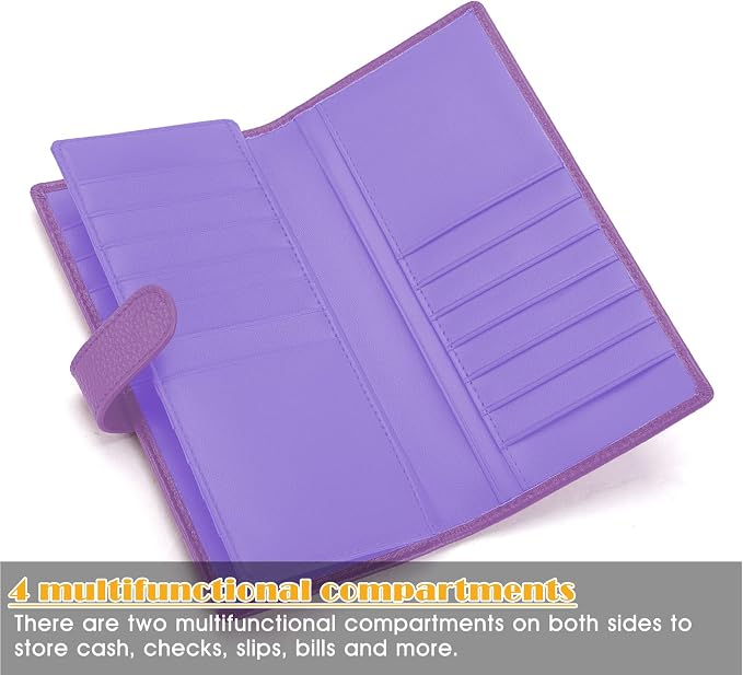 Womens Wallet Genuine Leather Credit Card Holder Wallet for Women with RFID Blocking (Purple)