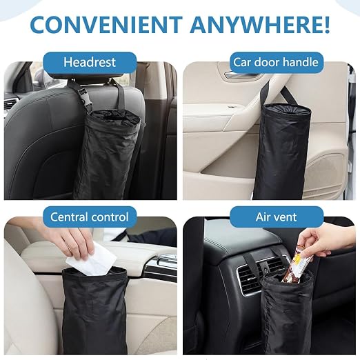 3 PCS 14 Inch Car Trash Bags Hanging for Back Seat, Detachable Washable Car Garbage Bag for Cars Travelling Outdoor Home Use