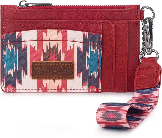 Montana West X Wrangler Keychain Wristlet Wallet Aztec Credit Card Wallet Slim Credit Card Holder for Women Ladies Female Cards & ID Cases with Keychain Wristlet Strap