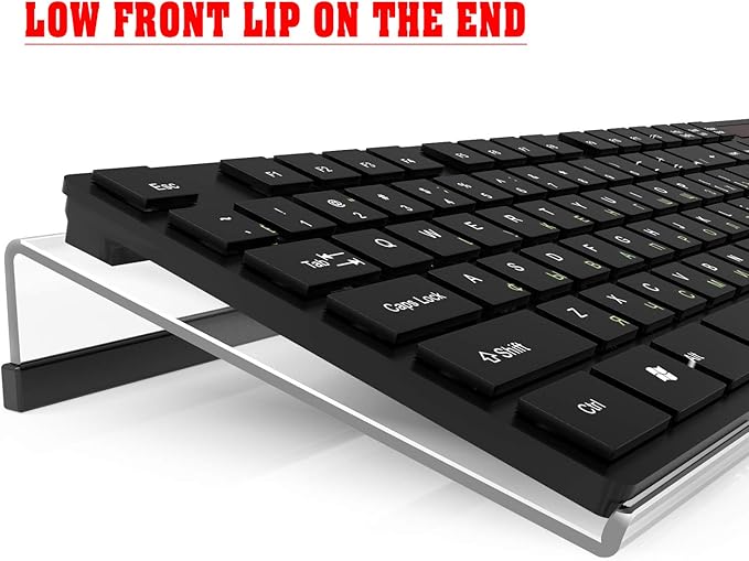KOTEMON Acrylic Tilted Computer Keyboard Stand for Ergonomic Typing, Keyboard Tray Holder with Silicone Non-Slip Case, Clear