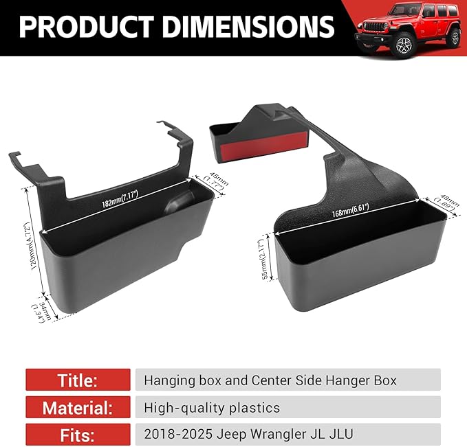 Center Console Gear Shift Organizer Fit for 2018-2025 Jeep Wrangler JL JLU 4XE/Gladiator JT Center Console Hanging Storage Tray for Wrangler&Gladiator Accessories(Hanging+Shifter Organizer)