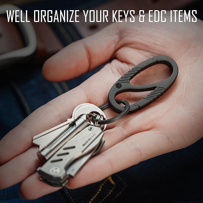 KeyUnity Titanium Carabiner Keychain Clip, Dual-Gate Quick Release EDC Key Ring Holder Organizer for Men and Women