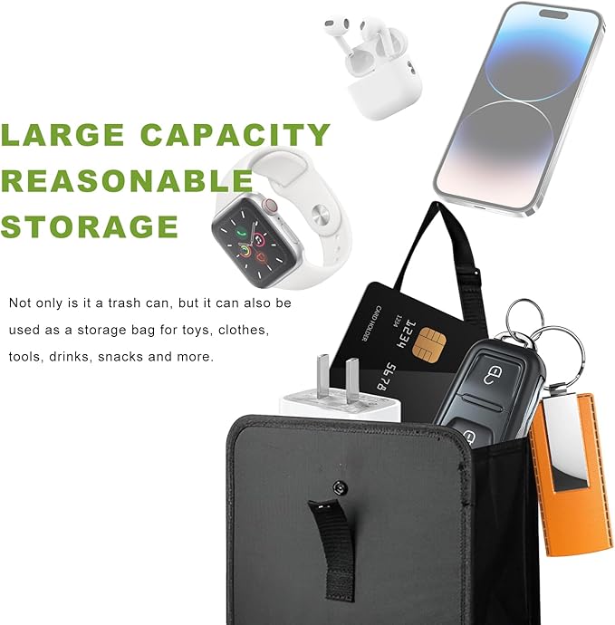 Foldable Car Trash Can, Waterproof Oxford Cloth Organizer Auto Hanging Garbage Bag, Large Capacity Leakproof Storage Pocket Multipurpose Container for Back Seat, Car Accessories (Small)