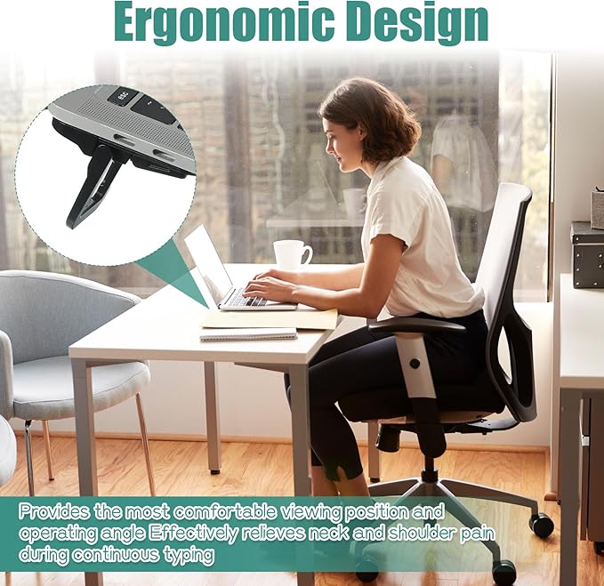 2Pcs Zinc Alloy Mini Foldable Laptop Stand, Portable Keyboard Stand Computer Keyboard Riser with 2 Adjustable Angles, Self-Adhesive Invisible Notebook Lift for Most Keyboards