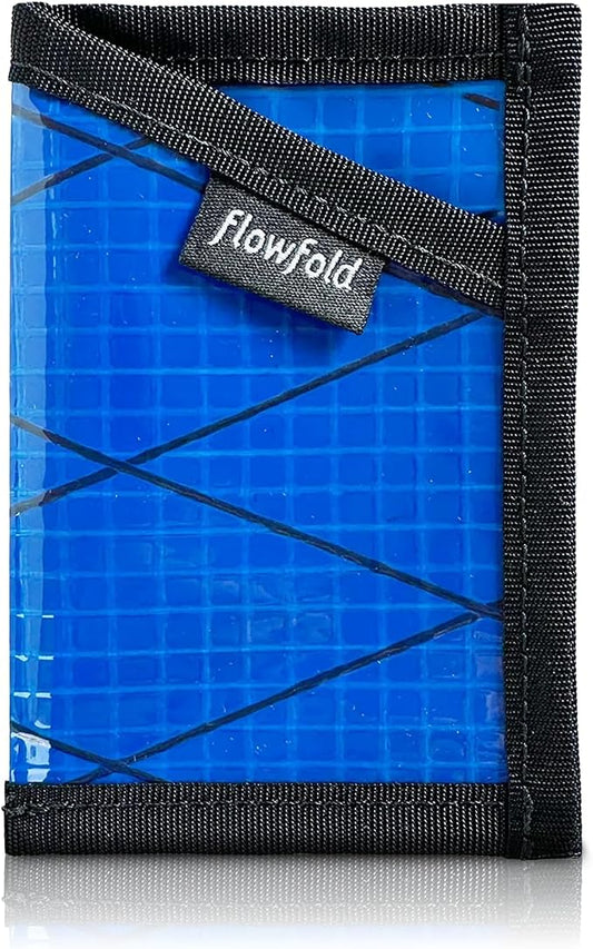 Flowfold Recycled Sailcloth Minimalist Card Holder Wallet | Slim and Durable with Cash pocket and Credit Card Slot | Minimalist Wallet Made in USA Holds 6-8 Cards