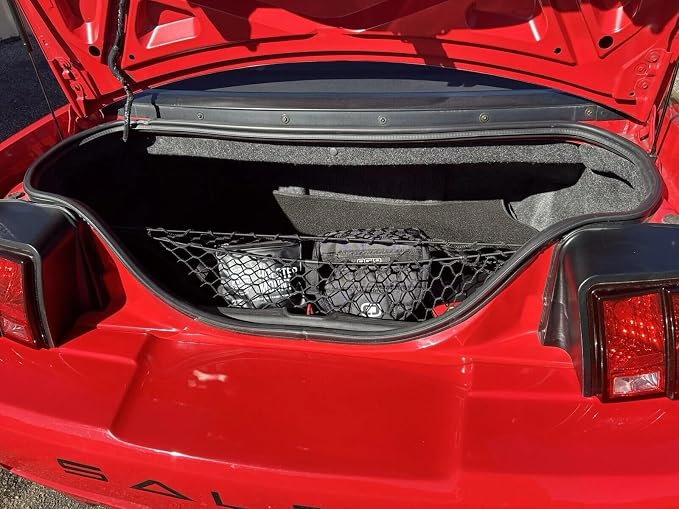 Trunk Organizer Cargo Net for Ford Mustang 2001-2004 – Envelope Style Cargo Net for Coupe – Premium Mesh Elastic Car Trunk Organizer Vehicle Carrier Storage – Compatible with Mustang