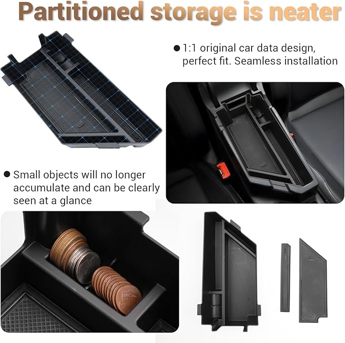 YEE PIN VW Jetta 2025 Console Organizer for 2024 2025 Volkswagen Jetta Center Console Organizer Tray 2020-2025 VW Jetta Accessories S/SE/SEL/Sport/GLI 2024 2025 VW Jetta Center Console Tray Insert