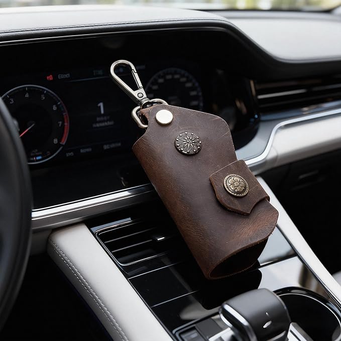 Handmade Leather Key Chain Holder, Leather key case for key storage Car Key Holder Home Door Key Bag