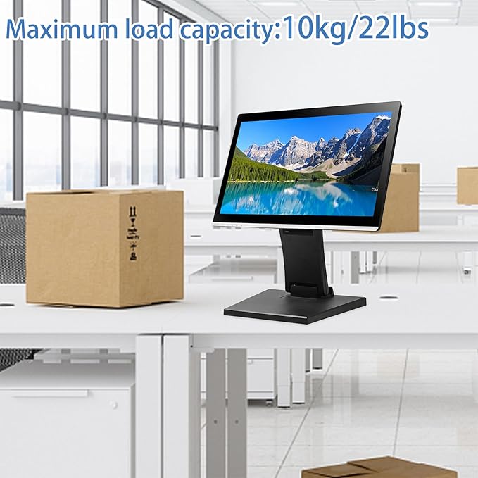 Adjustable Metal Folding Monitor Bracket for Touch Screen Desk Mount with VESA Hole 75x75mm&100x100mm All in Single PC Stand (Black)