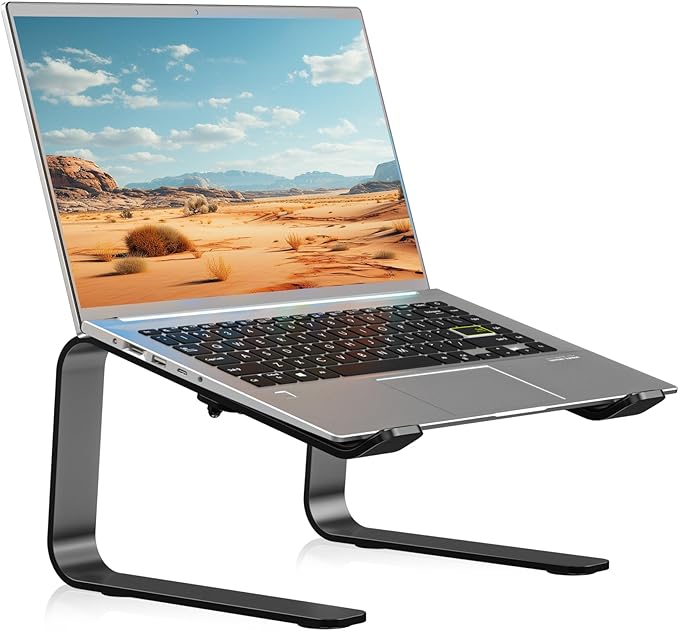suptek Aluminum Laptop Stand,Ergonomic Detachable Computer Laptop Stand for Desk, Metal Computer Riser, Notebook Riser Heavy Stable PC Holder for 10-16" Laptops Notebook Computer, Black