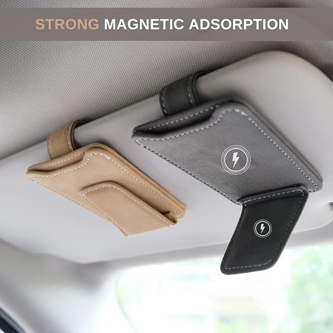 Sunglasses Holder for Car Sun Visor, Multifunctional Sunglasses Hanger with Ticket Card Pocket