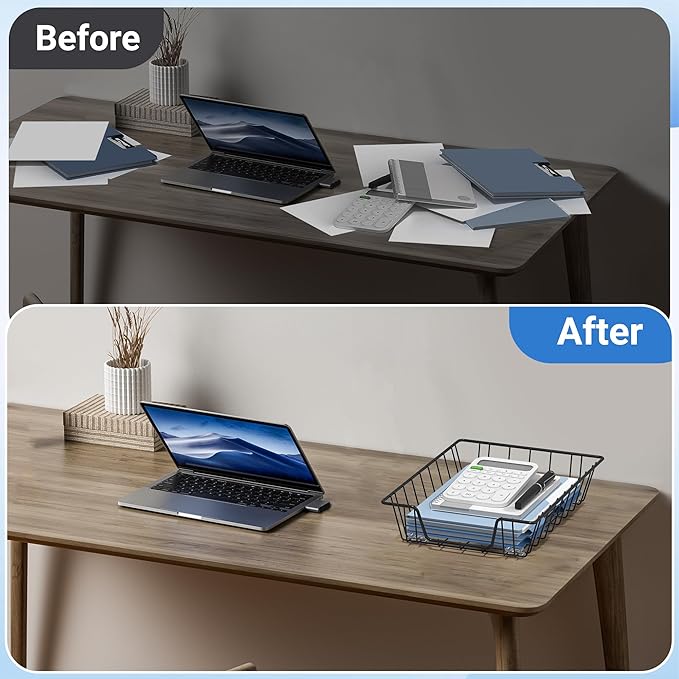 Gawerk Letter Desk Tray Organizer, A4 File Tray Magazine Files Storage Basket Organizer Bin (4)