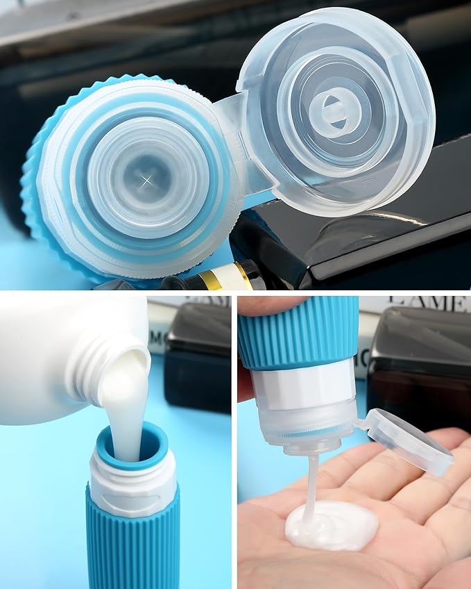 Mrsdry Travel Bottles for Toiletries 8 Pack, TSA Approved 3 oz Travel Containers with Clear Bag, Leak Proof Silicone Squeezable Essentials Jars