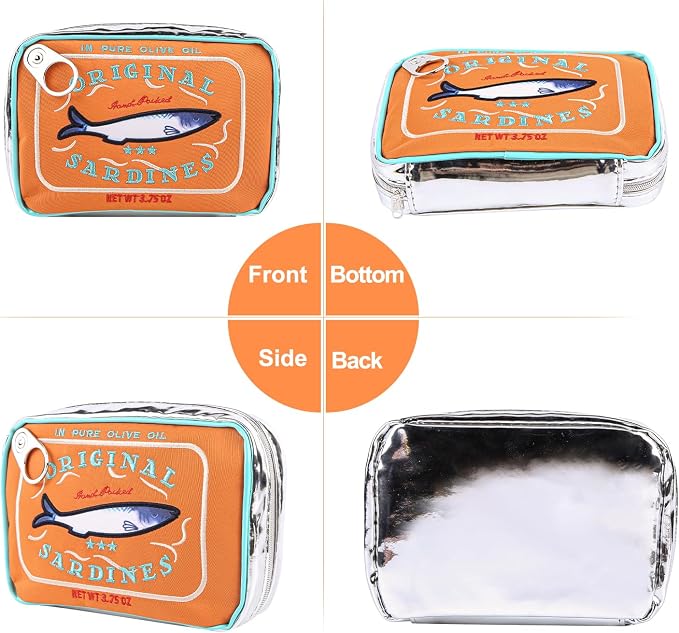Canned Sardines Makeup Bag, Canned Sardines Style Toiletry Bag Cute Travel Bag Creative Cute Makeup Bag Aesthetic Toiletry Bag for Women