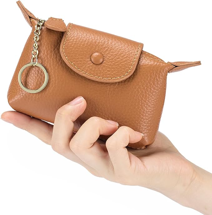 SENDEFN Small Leather Women Coin Purse, Women's Keychain Zipper Pocket Pouch Wallet